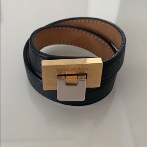 Balenciaga Zoe Dix Leather Double Wrap Bracelet